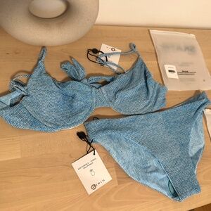 Metalic blue jean bikini (Top - S, Bottoms - XS)